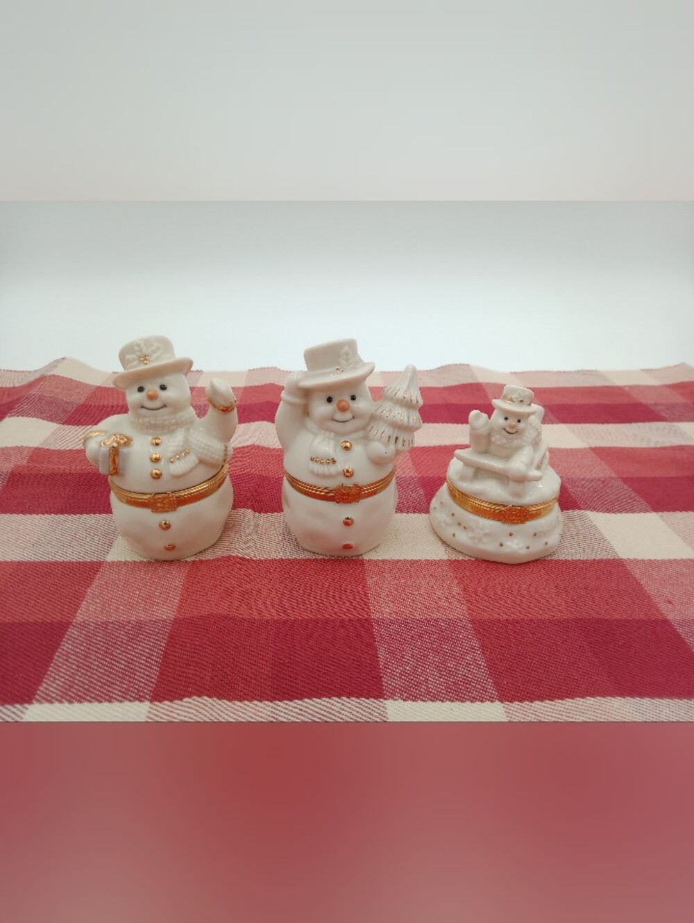 3 Lenox Treasure Box Snowman GUC